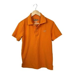 Hollister Men’s Short Sleeve Polo Size Medium Vibrant Orange Preppy School Y2K